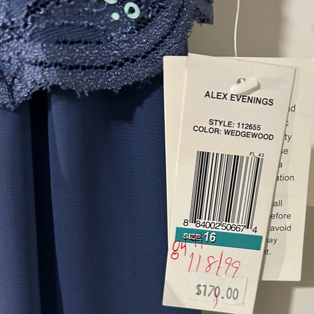NWT: Alex Evenings Wedgewood Lace Dress Size 16 - Picture 3 of 7